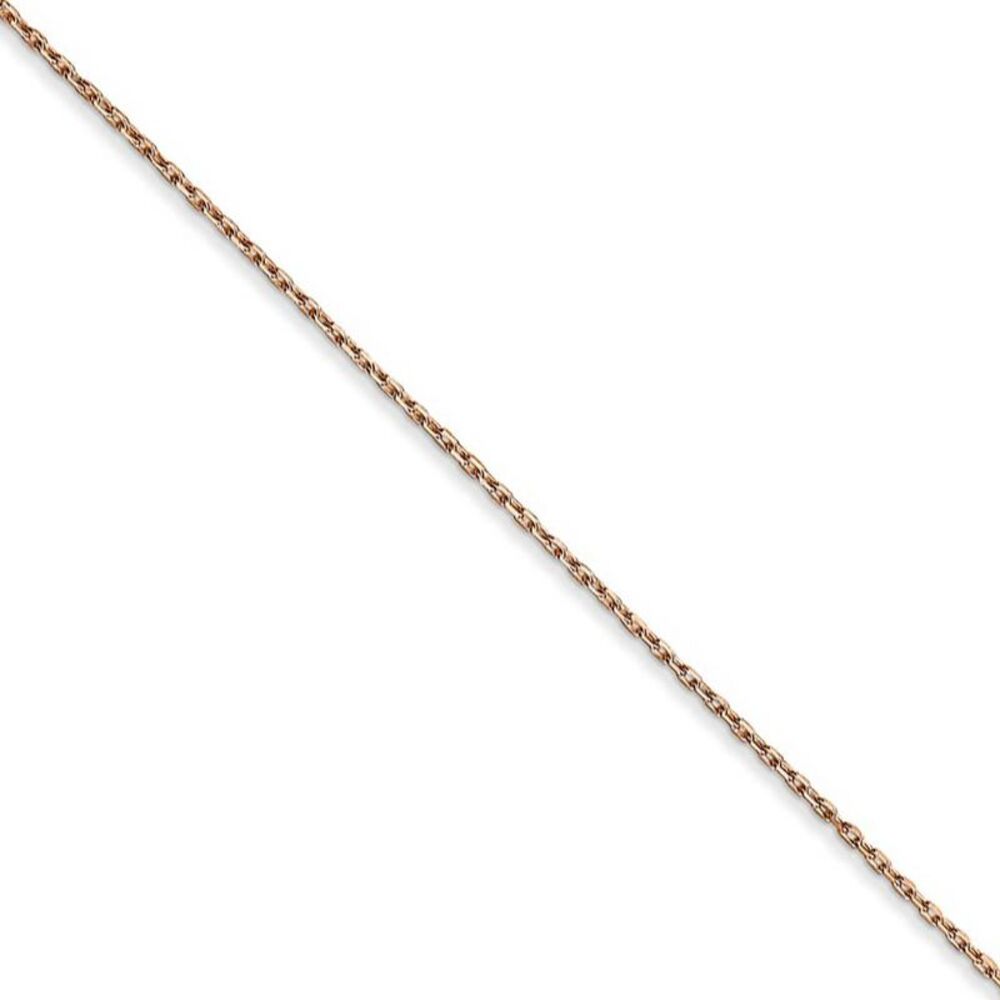 0.8mm 14k Rose Gold Solid Diamond Cut Cable Chain Necklace, 24 Inch
